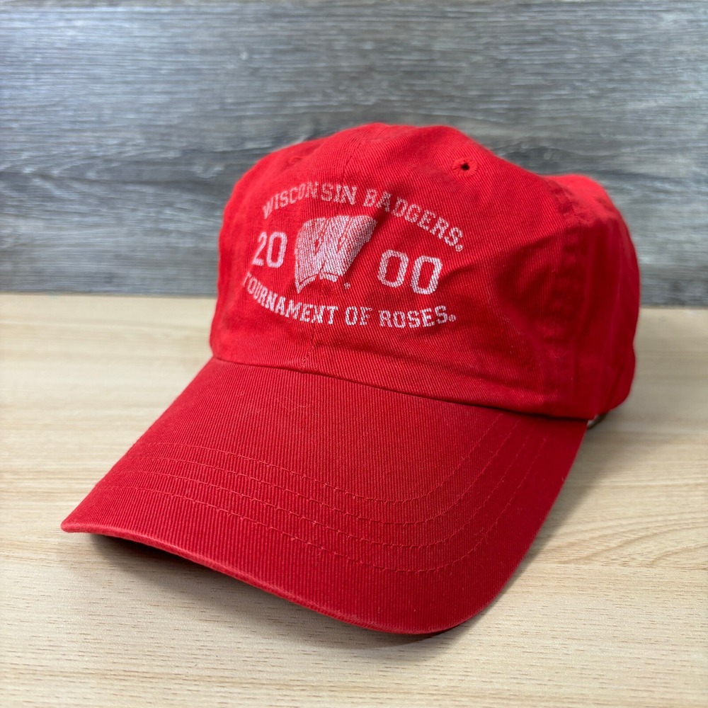 Wisconsin Badgers Hat Strap Back Red Rose Bowl Adjustable Leather Strap
